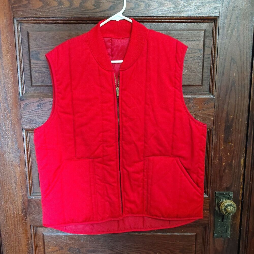 Cintas VTG 90s Red Workwear Gilet Quilted Vest Mens Large